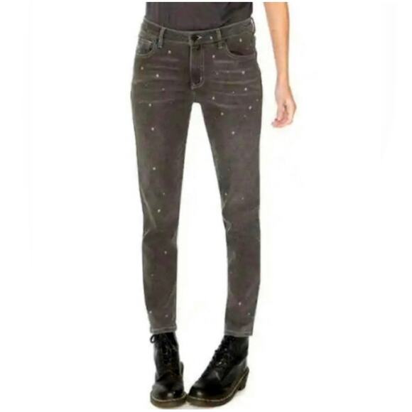 Free People X Sandrine Rose Grey Polka Dot Splatter Skinny Jean Size 30 - Picture 3 of 10